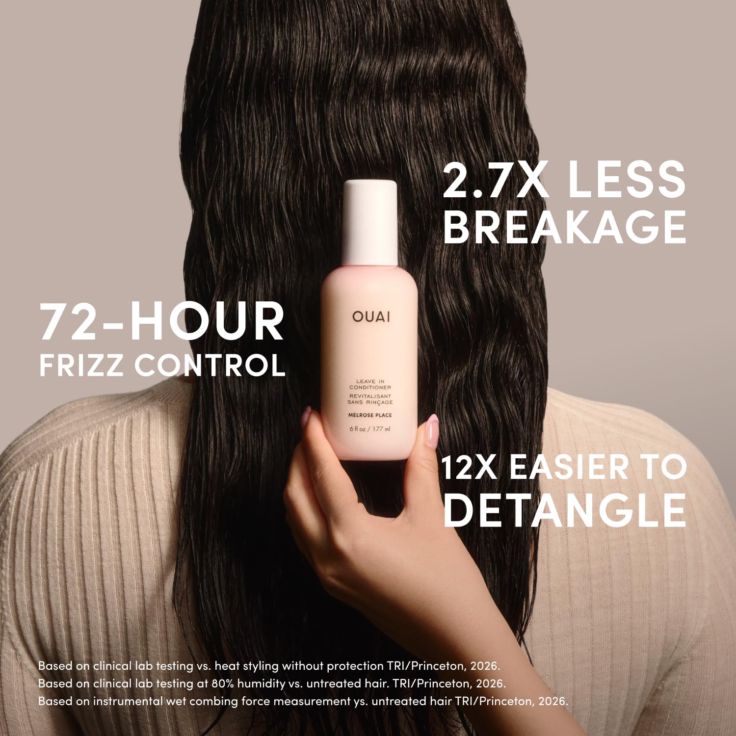 OUAI label and ingredients shot showing heat-protect benefits