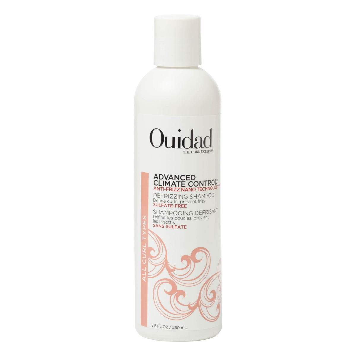 Ouidad front packaging showing product for defined, frizz-reduced curls
