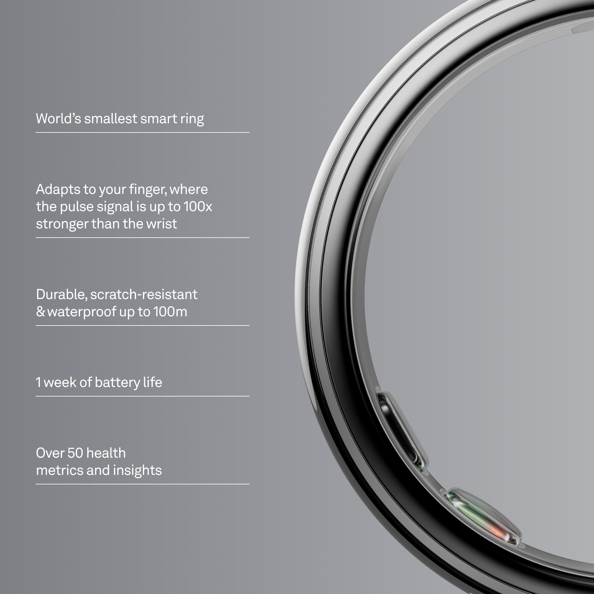 OURA titanium band close-up highlighting scratch-resistant durable finish