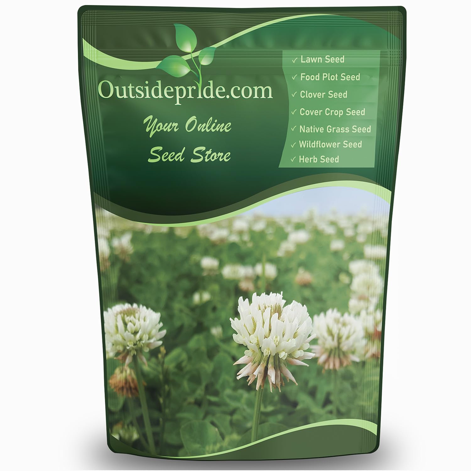Outsidepride seed bag front view showing product and benefit of easy planting