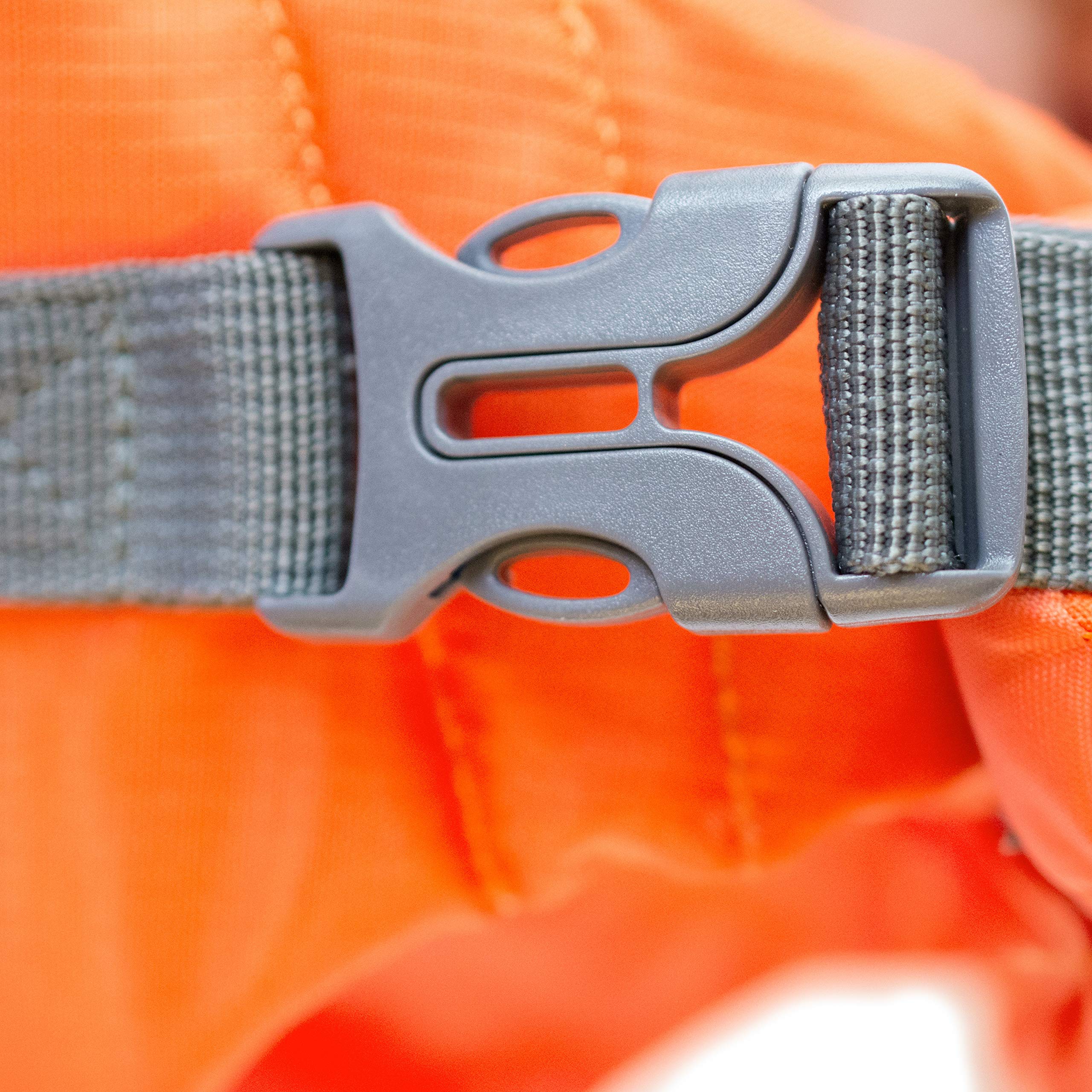 Outward Hound reflective trim detail increasing low-light visibility in water