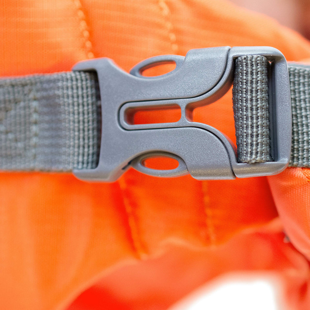 Outward Hound reflective trim detail increasing low-light visibility in water