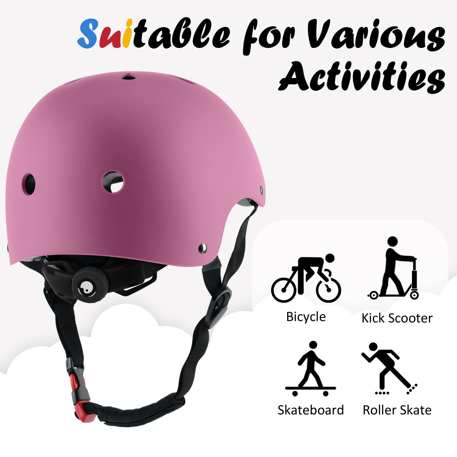 OUWOER pink helmet rear dial adjustment showing quick-fit benefit