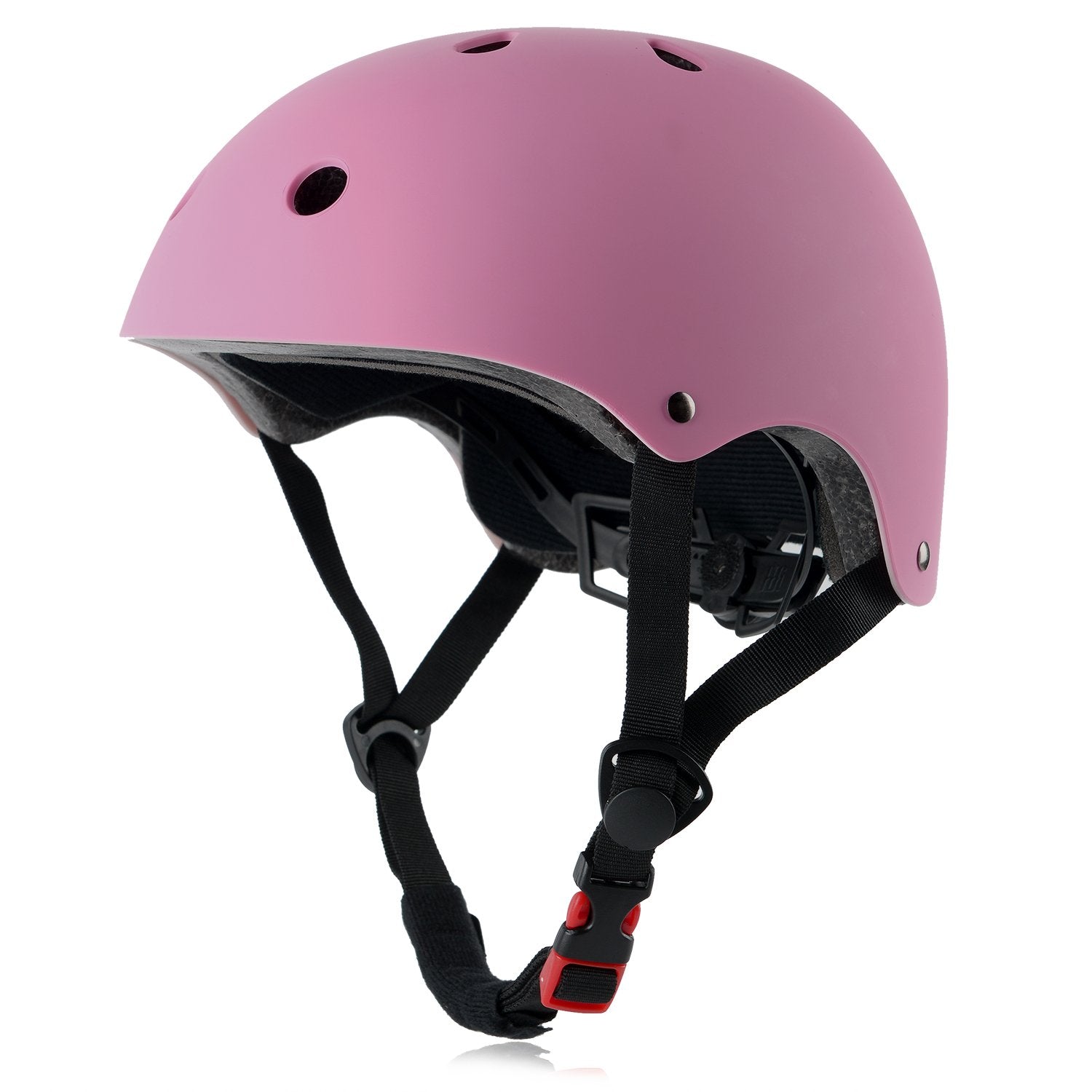 OUWOER pink helmet front view showing shape and secure fit benefit