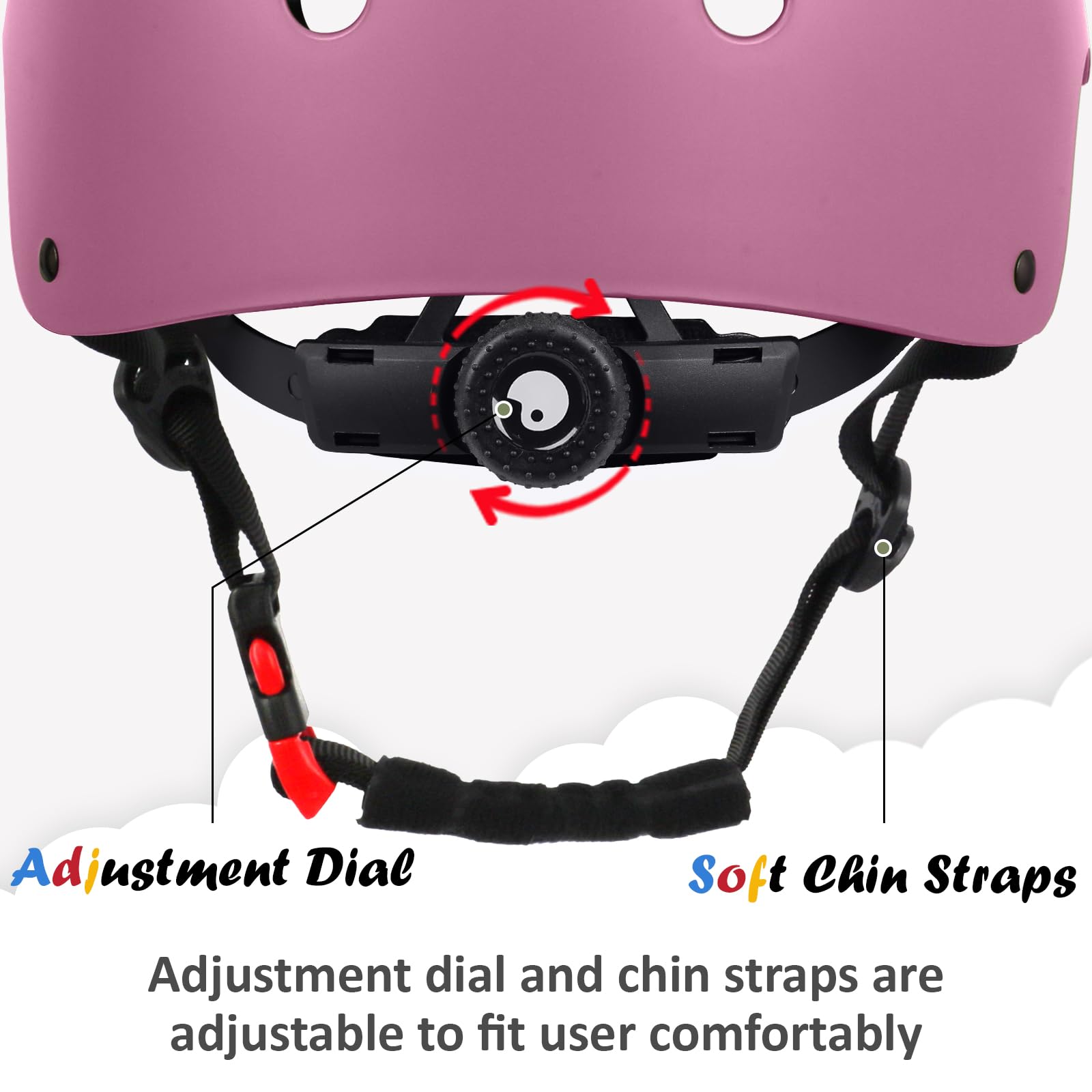 OUWOER pink helmet top close-up of 11 vents for cooling benefit