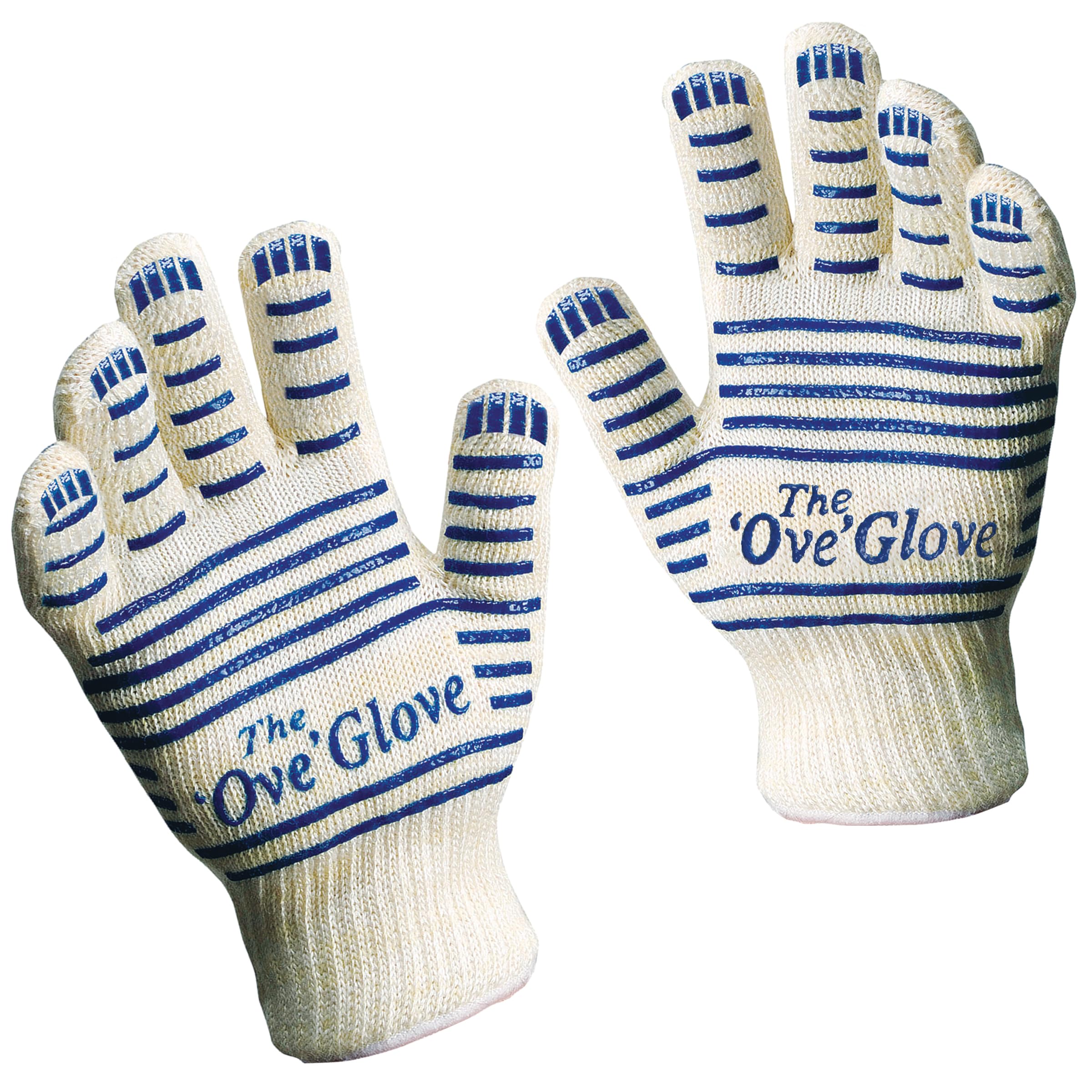 Ove Glove worn by hand turning grill grate showing safe heat handling