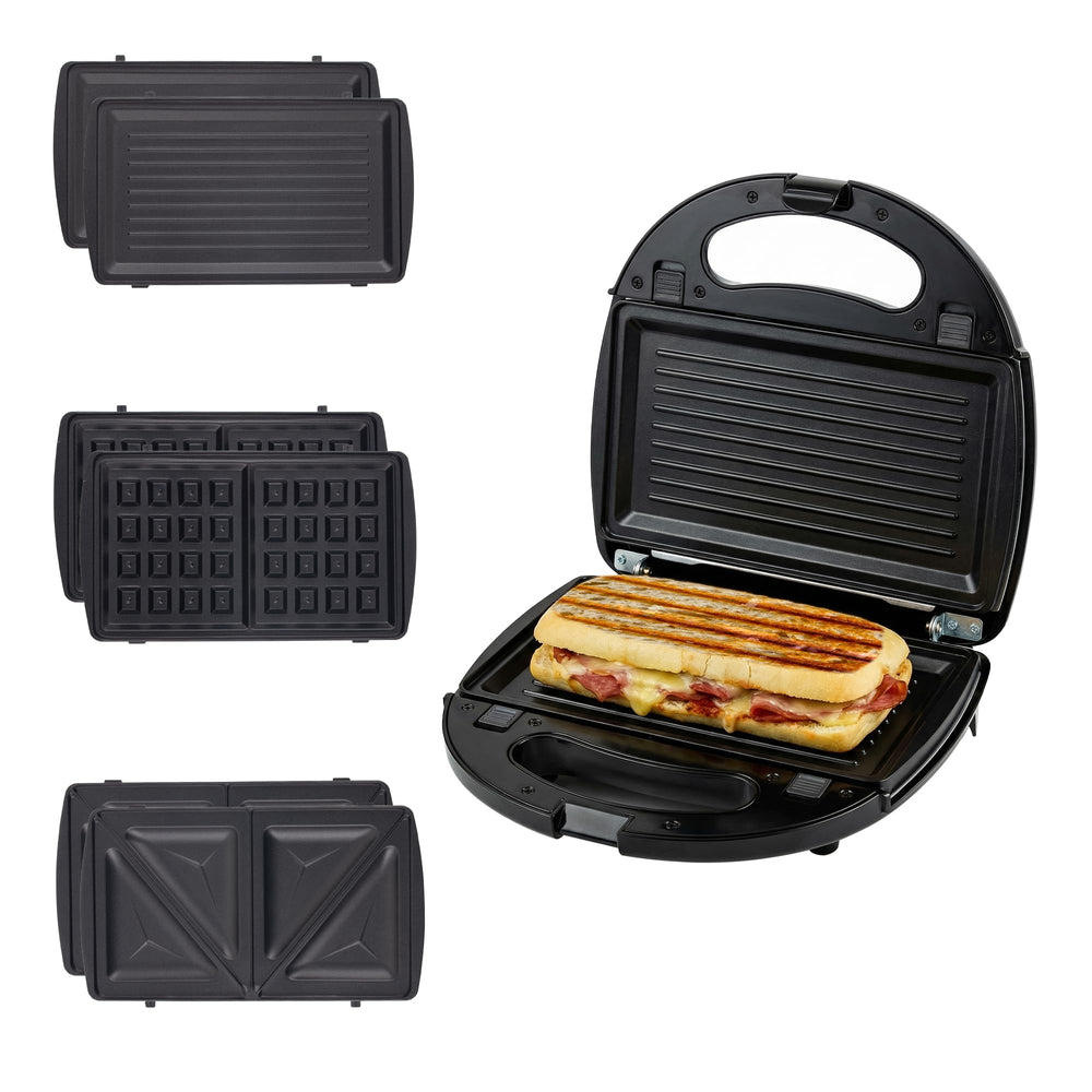 OVENTE front view of sandwich maker showing compact design and benefit of space-saving