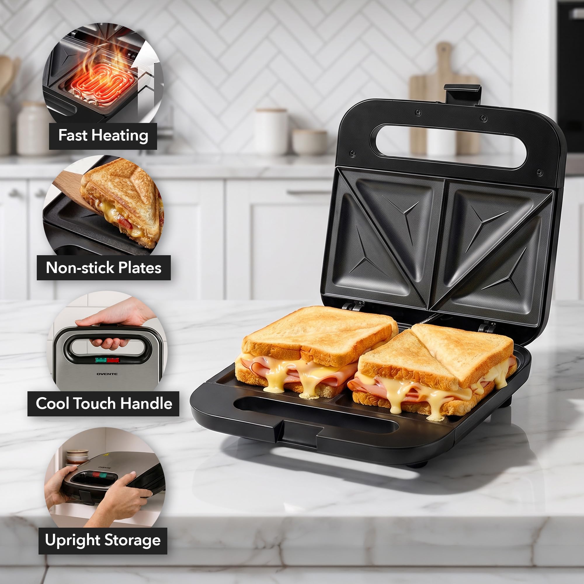OVENTE closed unit with cool-touch locking handle for safe sealing