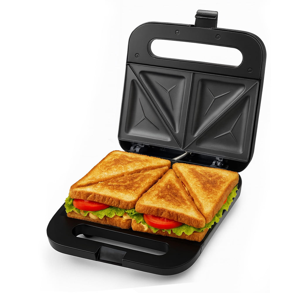OVENTE front view showing compact sandwich maker for quick meals