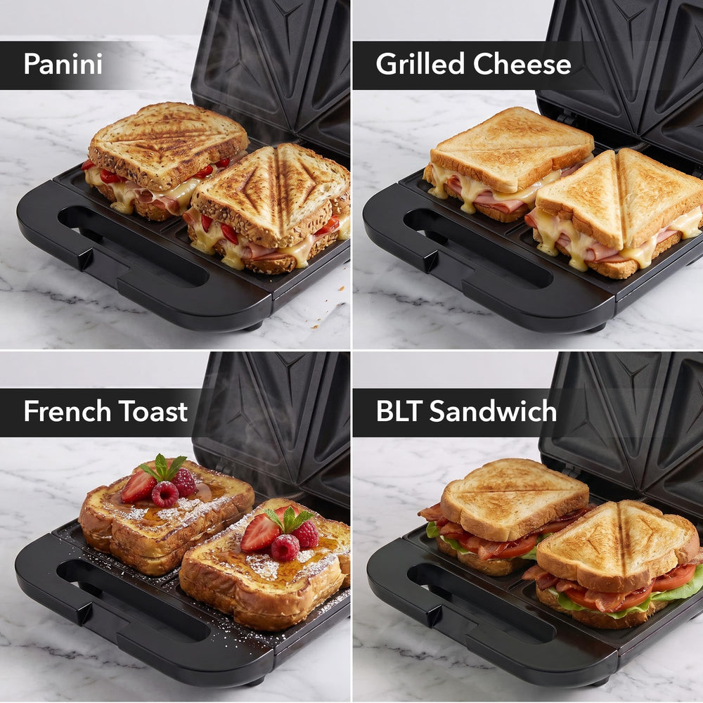 OVENTE pressed sandwich inside maker producing sealed golden crust