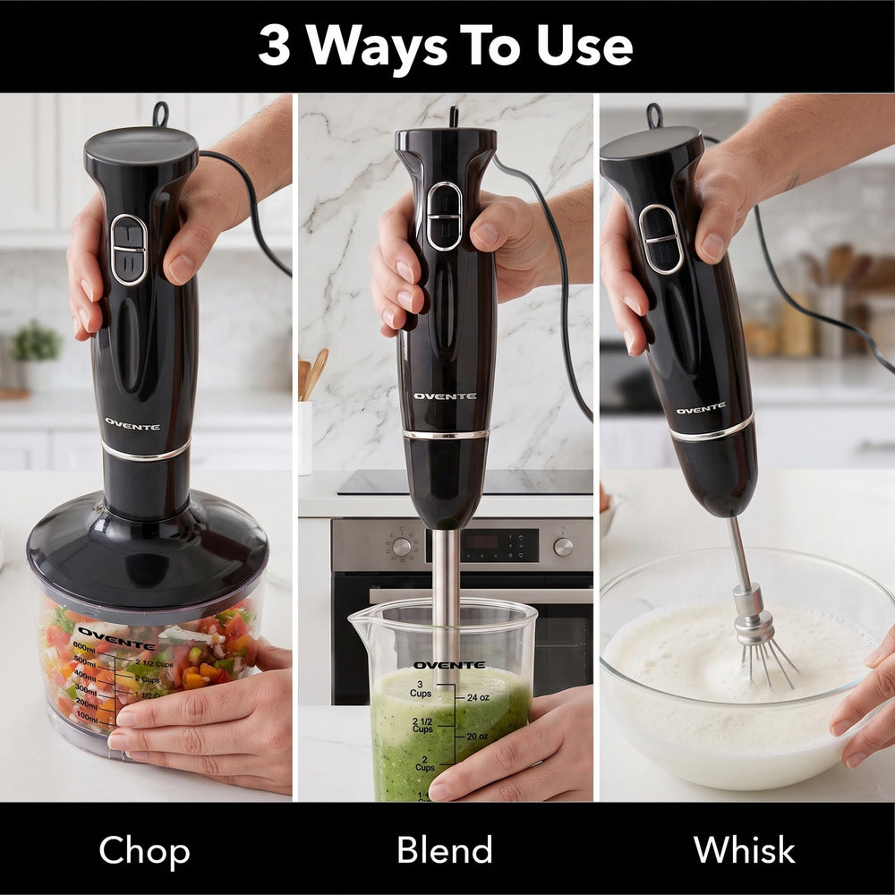OVENTE blending in 24 oz beaker for smooth soups and smoothies quickly
