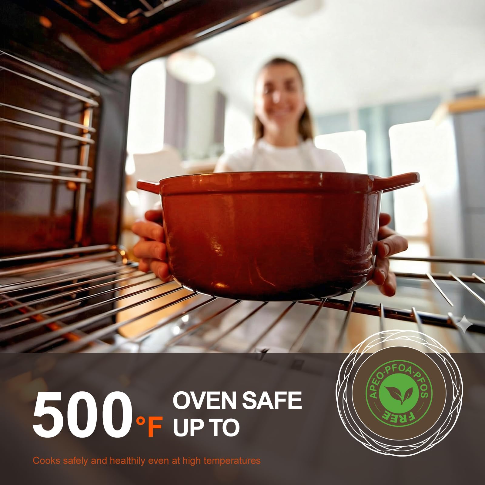 Overmont on stove with roast demonstrating even heat and family meal cooking