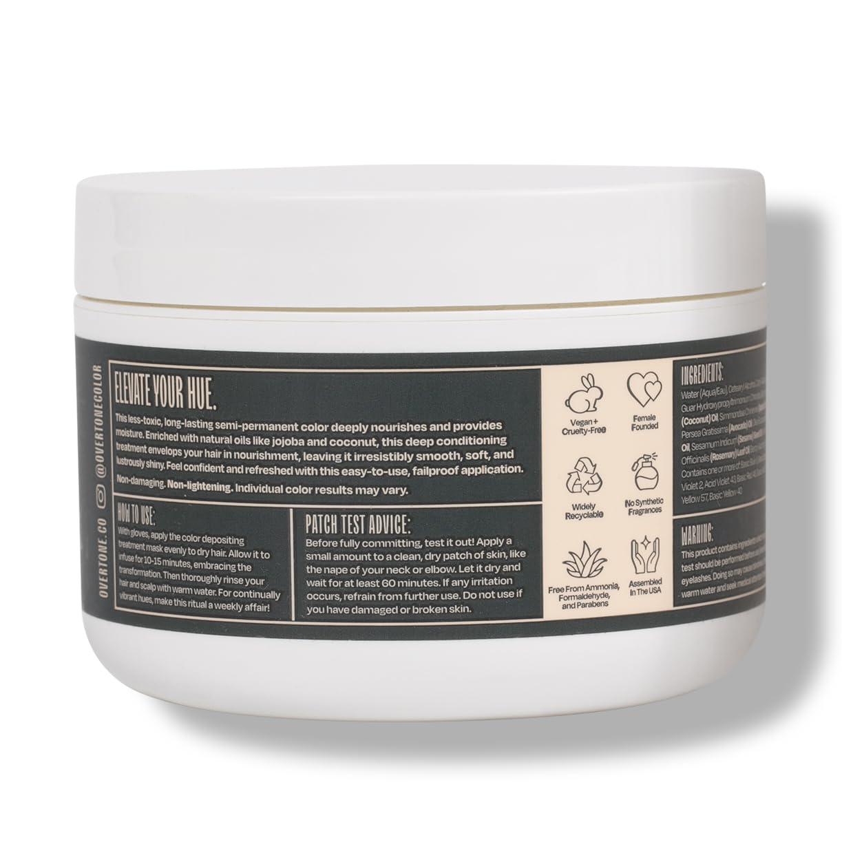 oVertone cream on single hair strand illustrating even color deposition benefit