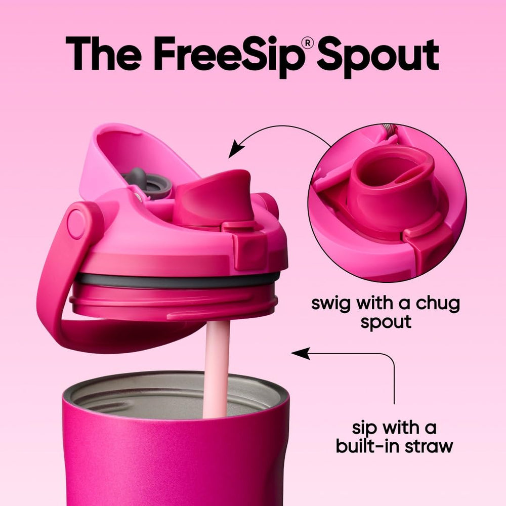 Owala FreeSip Sway handle closeup demonstrating ergonomic bucket handle for easy carry