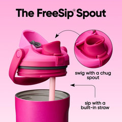 Owala FreeSip Sway handle closeup demonstrating ergonomic bucket handle for easy carry