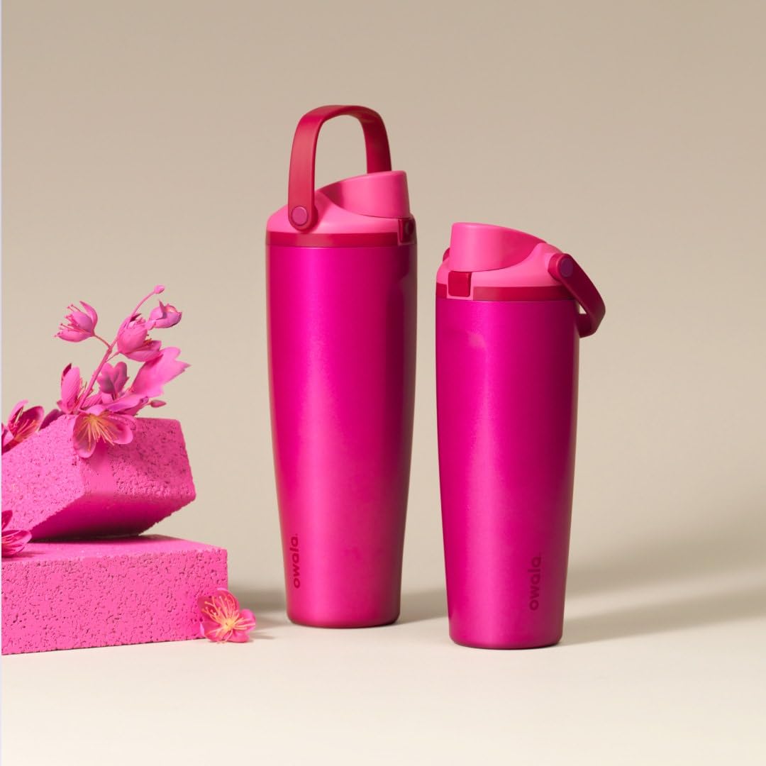 Owala FreeSip Sway on a hiking trail lifestyle shot showing durable, travel-ready design