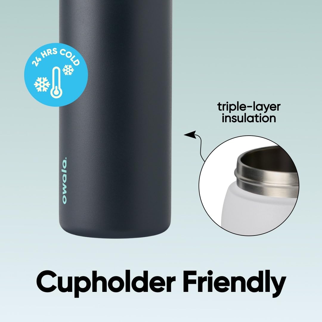 Owala FreeSip carry loop and lock engaged showing secure transport and spill prevention