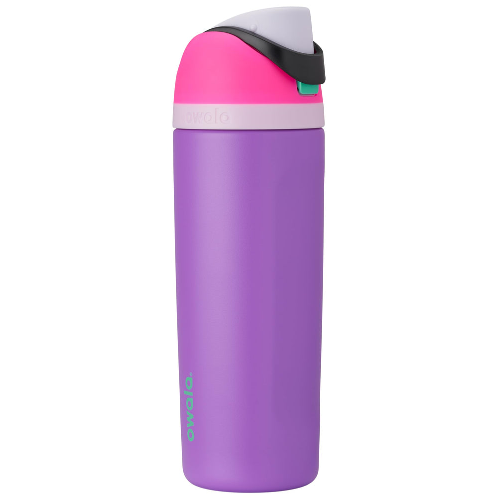 Owala FreeSip front view showing Darling Diva color and easy one-handed use