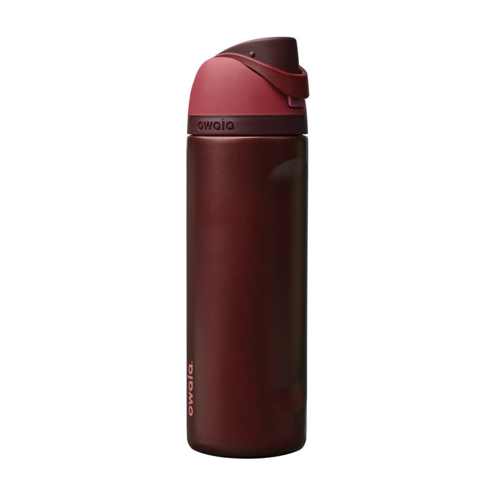 Owala FreeSip front view in Black Cherry showing bottle silhouette and finish, ideal for style