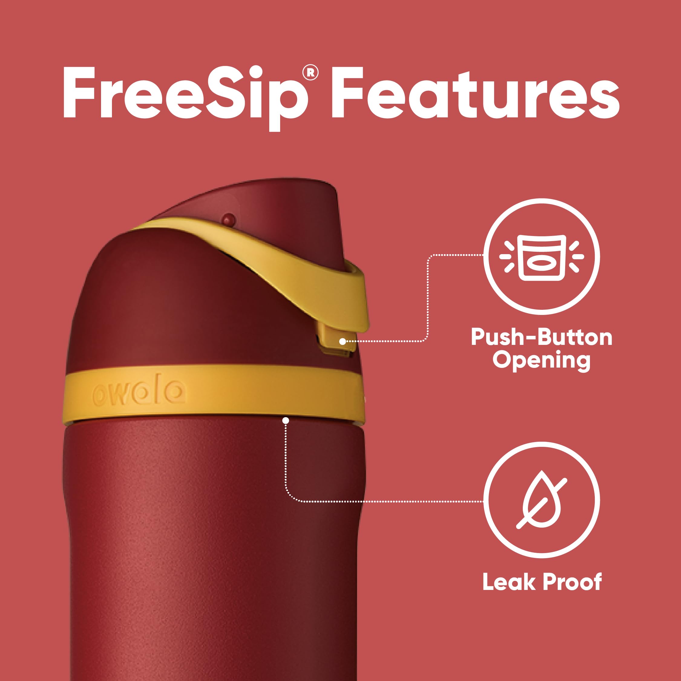 Owala bottle held by carry loop showing secure transport benefit