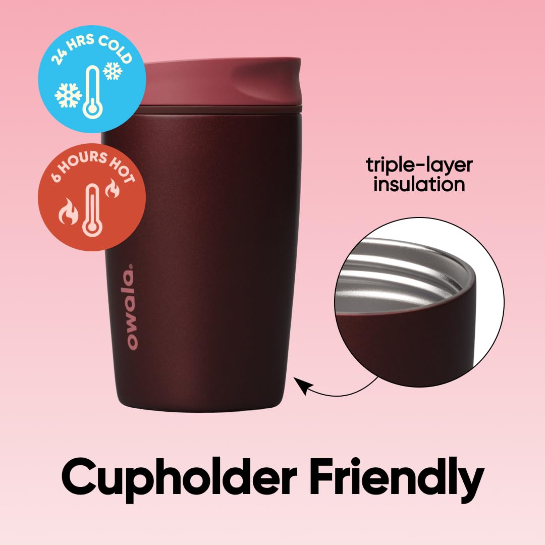 Owala close-up of SmoothSip slide-top spout highlighting leakproof design and comfort