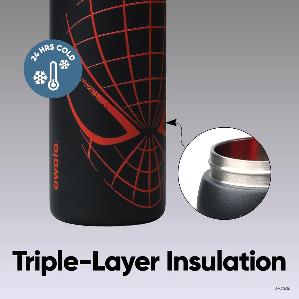 Owala Spider-Man FreeSip straw detail demonstrating convenient sipping