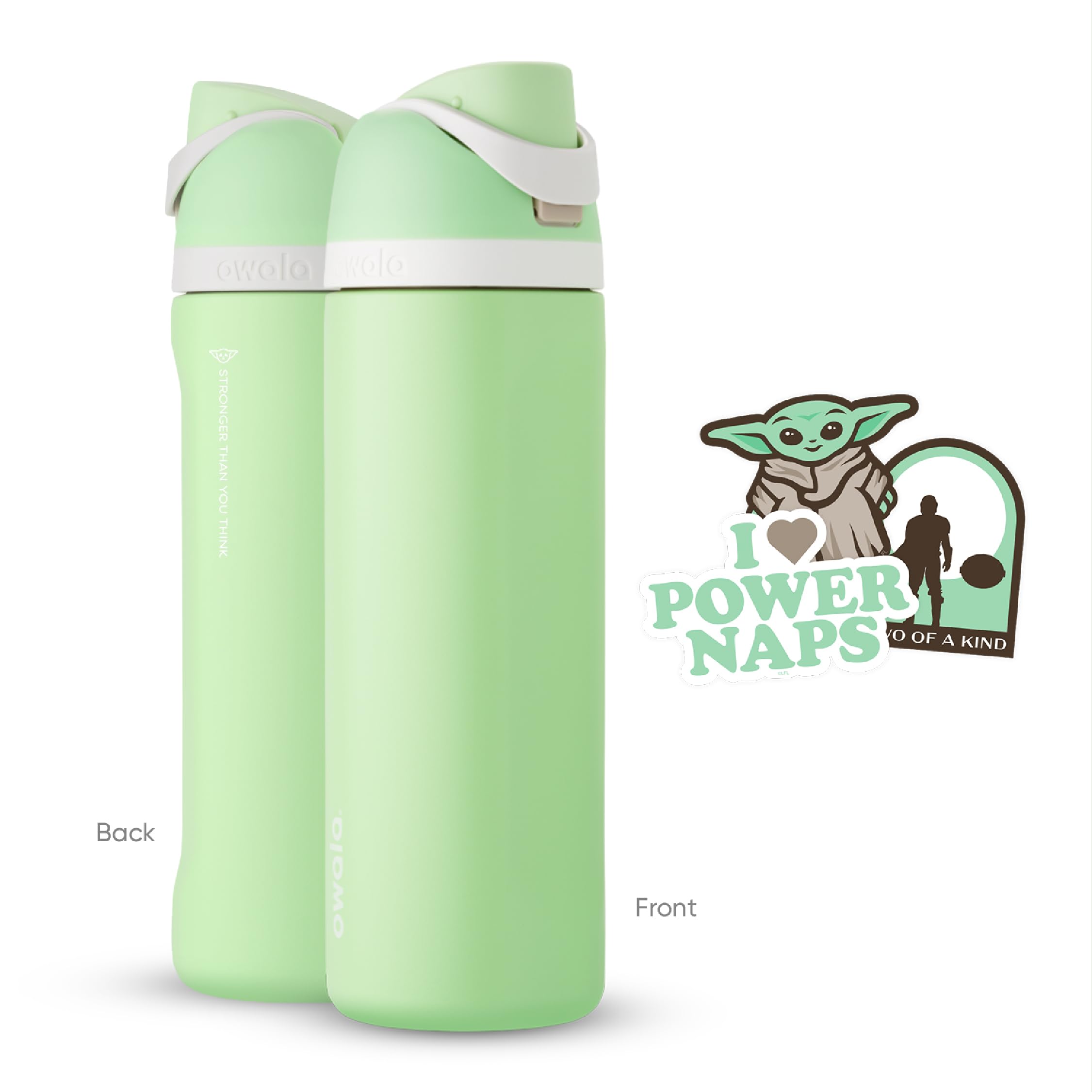 Owala Star Wars bottle in gym setting showing cold hydration on the go