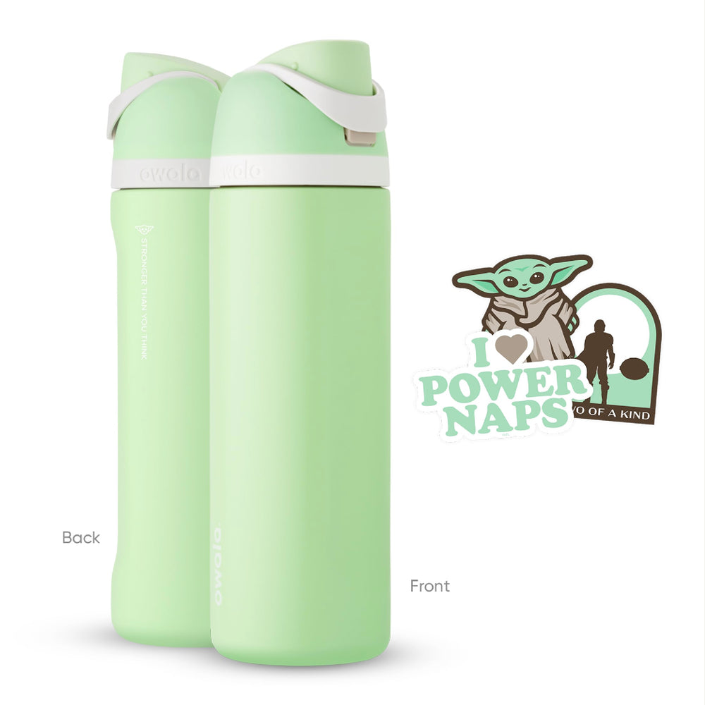 Owala Star Wars bottle in gym setting showing cold hydration on the go