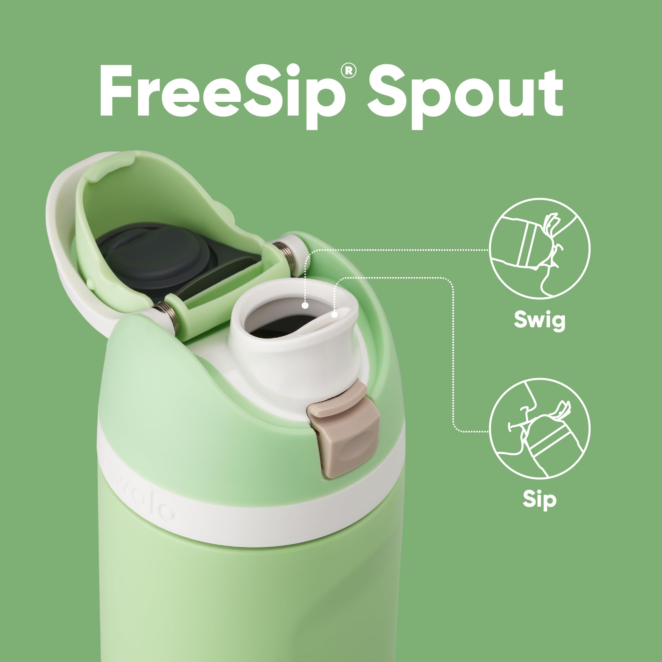 Owala Star Wars close-up of FreeSip push-button lid for hygienic drinking