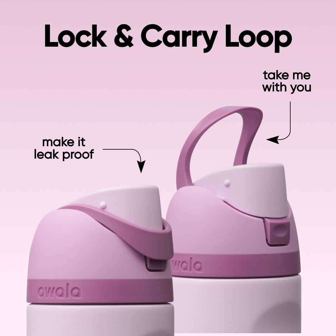 Owala straw and spout detail reveals built-in straw and dual-drink convenience