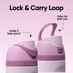 Owala straw and spout detail reveals built-in straw and dual-drink convenience