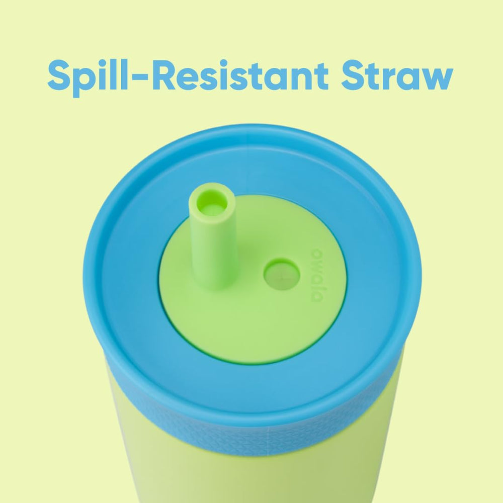 Owala close-up of removable silicone straw and gasket for easy cleaning benefit