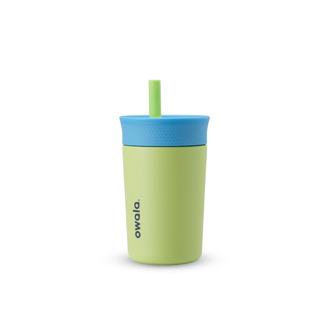 Owala front view of Turtley Awesome tumbler showing bright design and child appeal