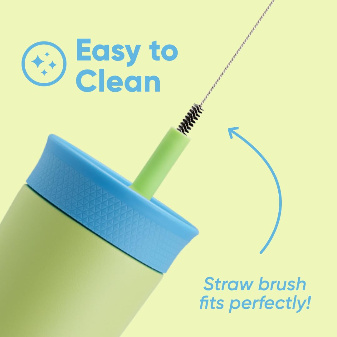 Owala lid open with straw visible highlighting spill-resistant drinking convenience