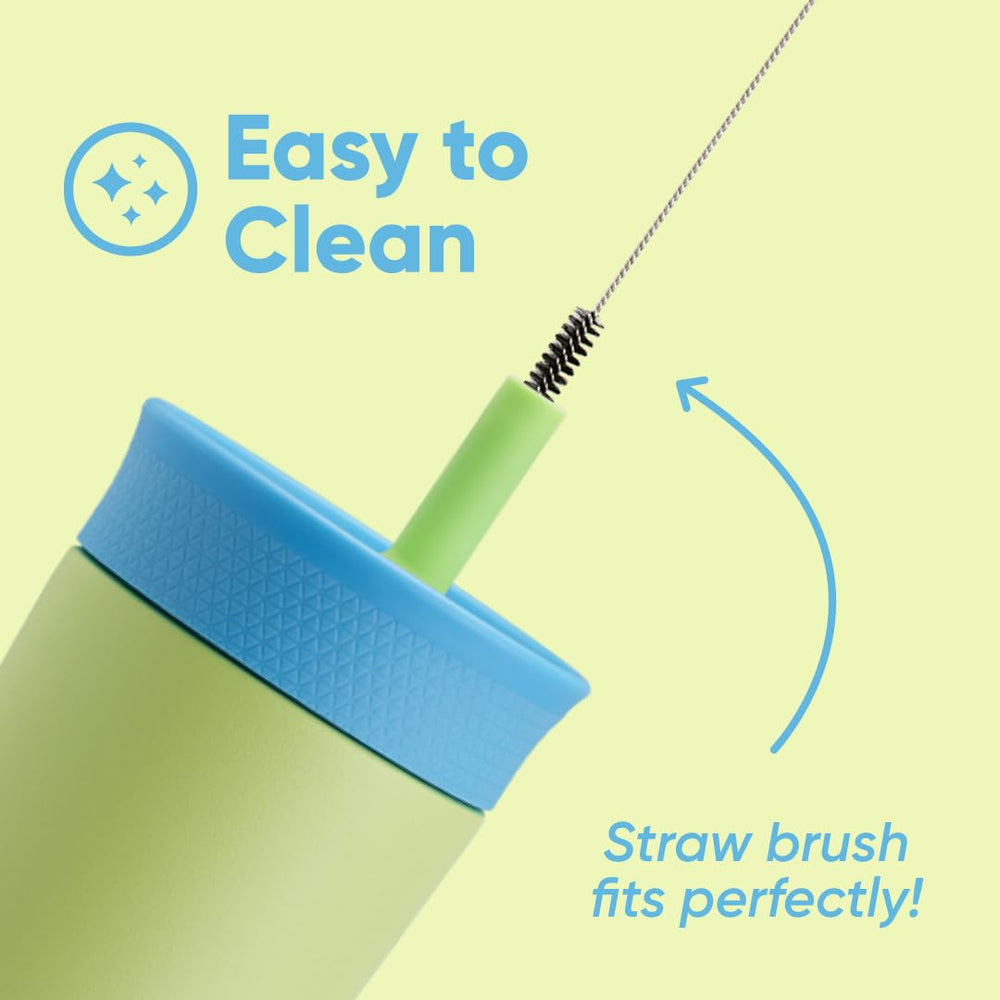 Owala lid open with straw visible highlighting spill-resistant drinking convenience