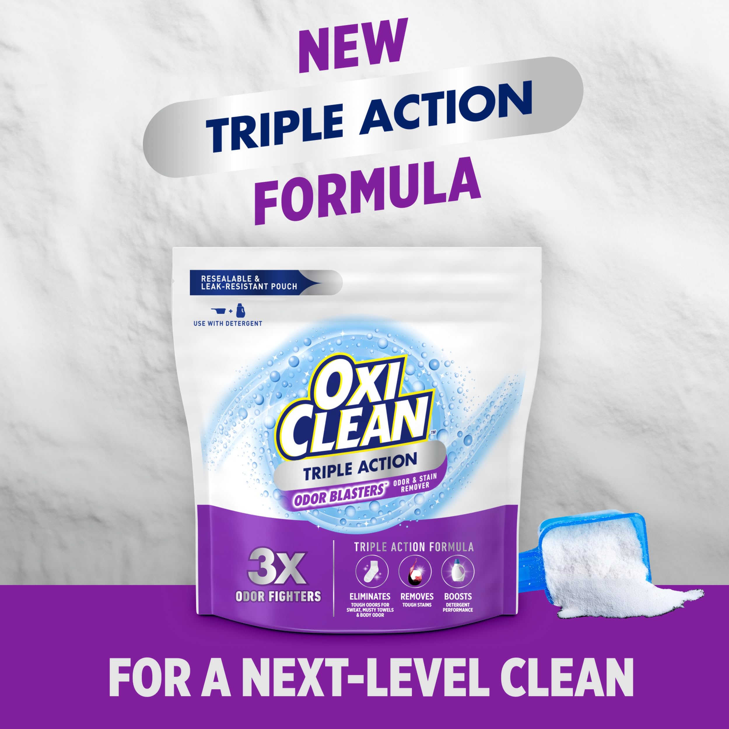 Close-up of OxiClean powder texture highlighting stain-fighting granules