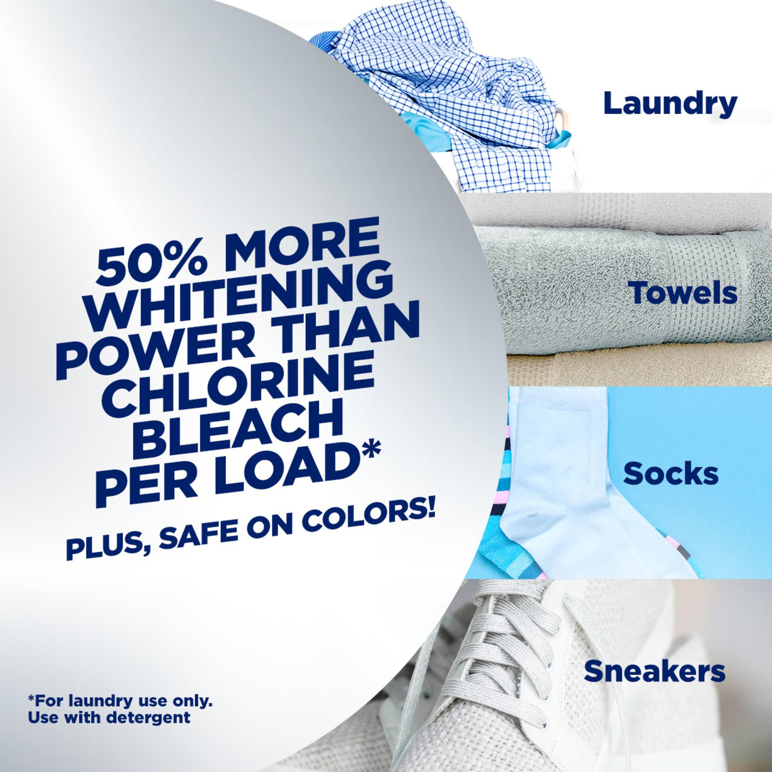 adding OxiClean powder to washer drum demonstrating easy use