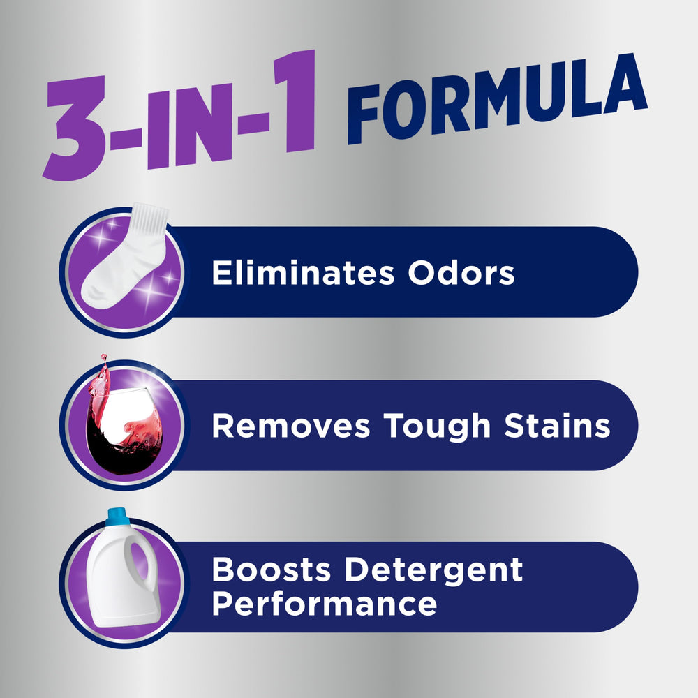 OxiClean powder added to washing machine drum improving odor removal