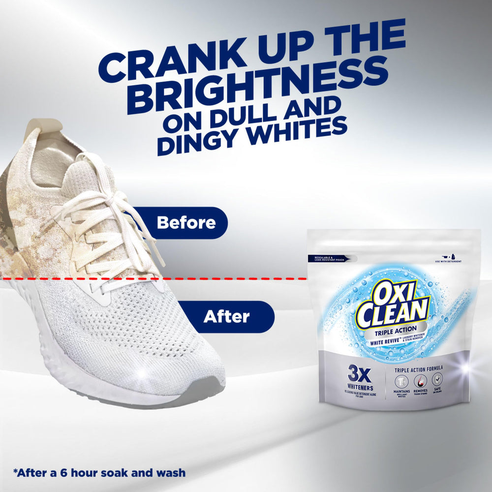 pre-soak basin with clothes and OxiClean showing stain-lift effectiveness