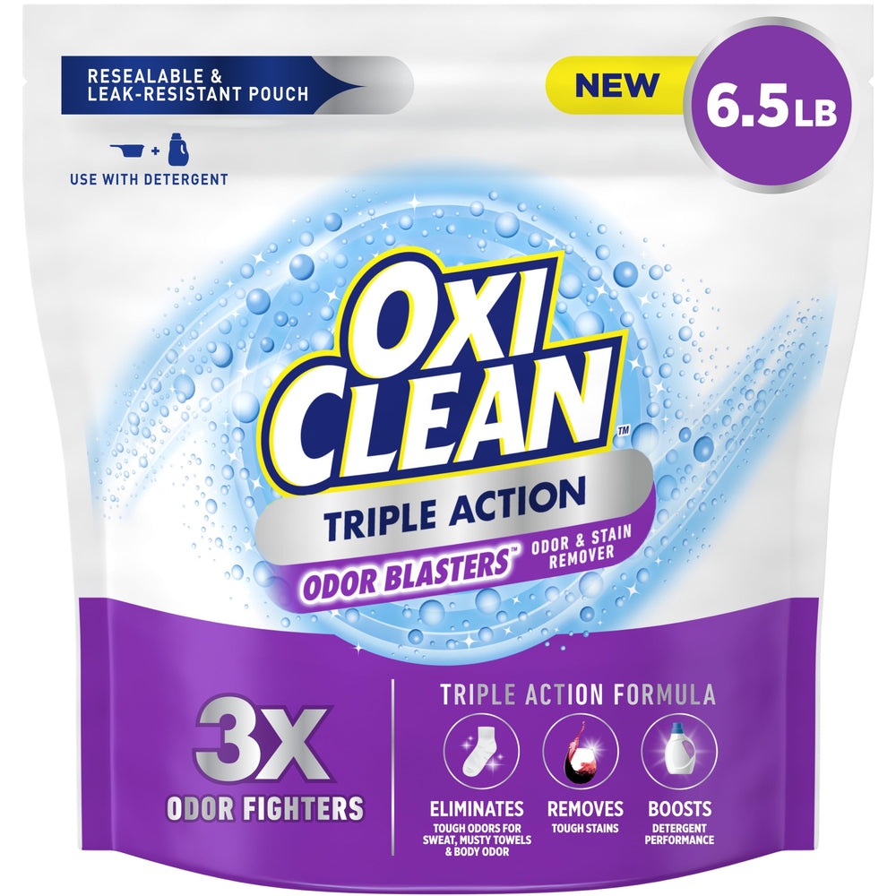 OxiClean pouch front view showing branding and 6.5 lb size benefit