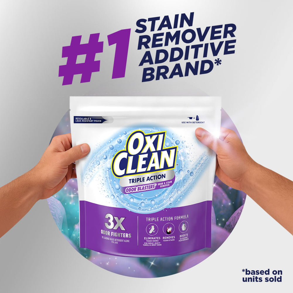 4 lb OxiClean pouch beside common household item for size comparison and portable handling