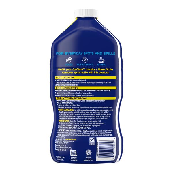 OxiClean applied to a visible stain before washing to show pretreatment effectiveness