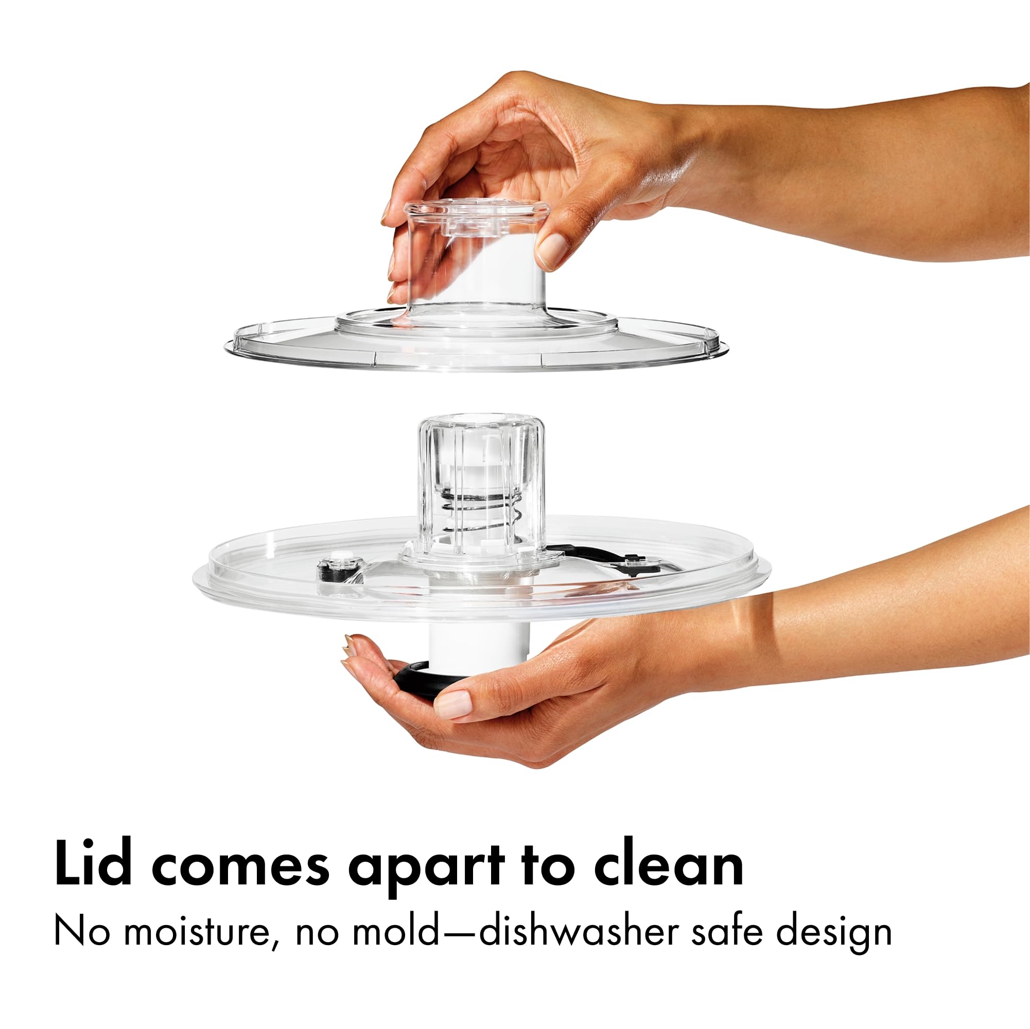 OXO basket close-up showing perforations and strainer function for rinsing
