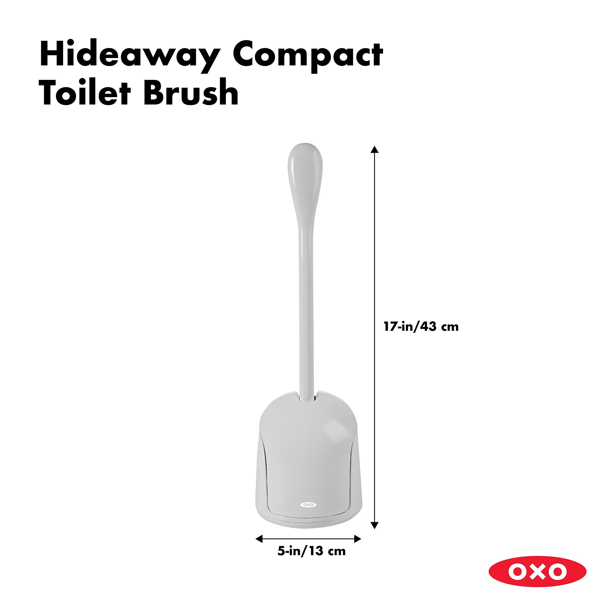 OXO bathroom lifestyle placement showing compact footprint saving floor space