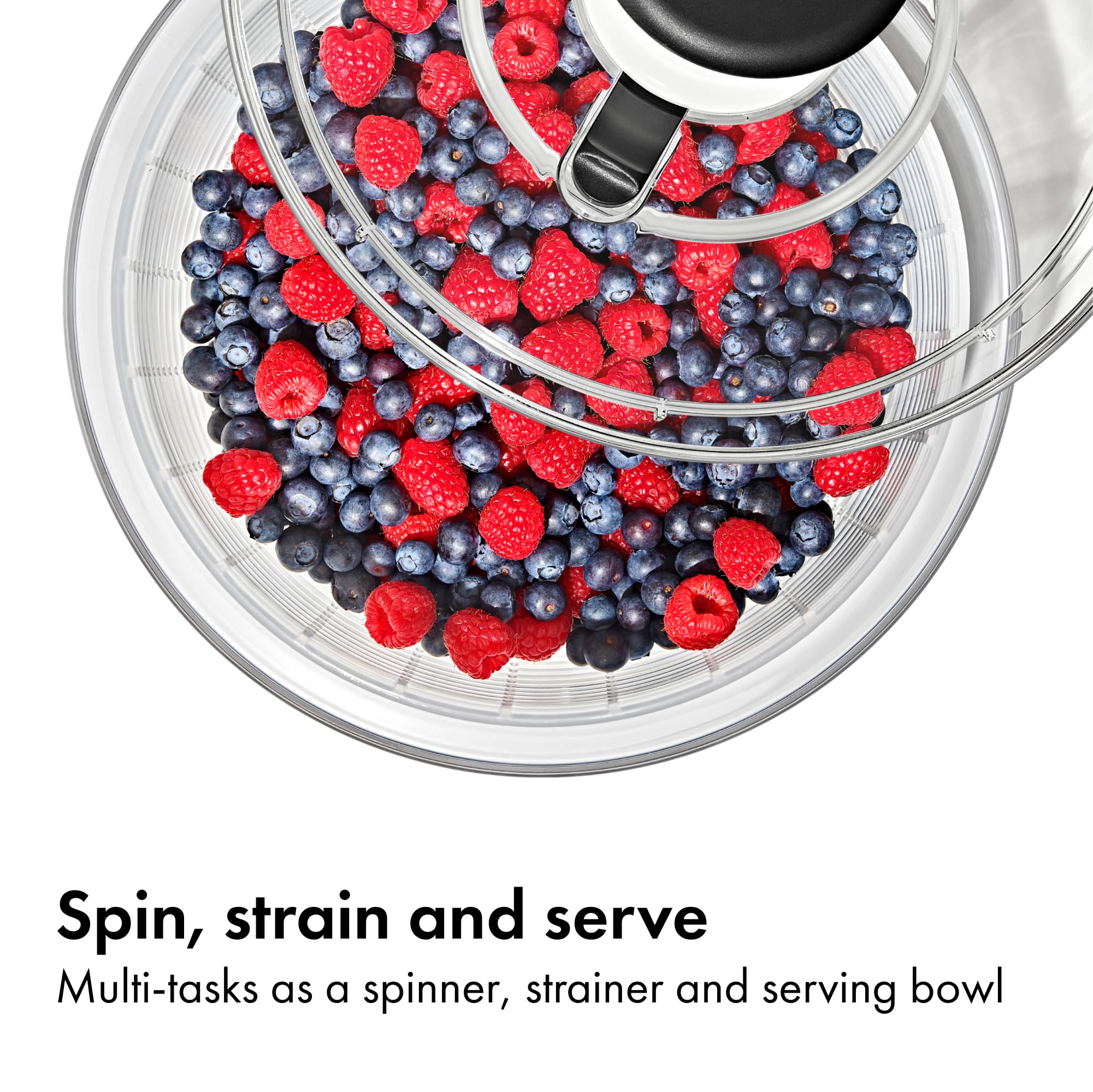 OXO bowl underside with non-skid base, keeps spinner steady during use