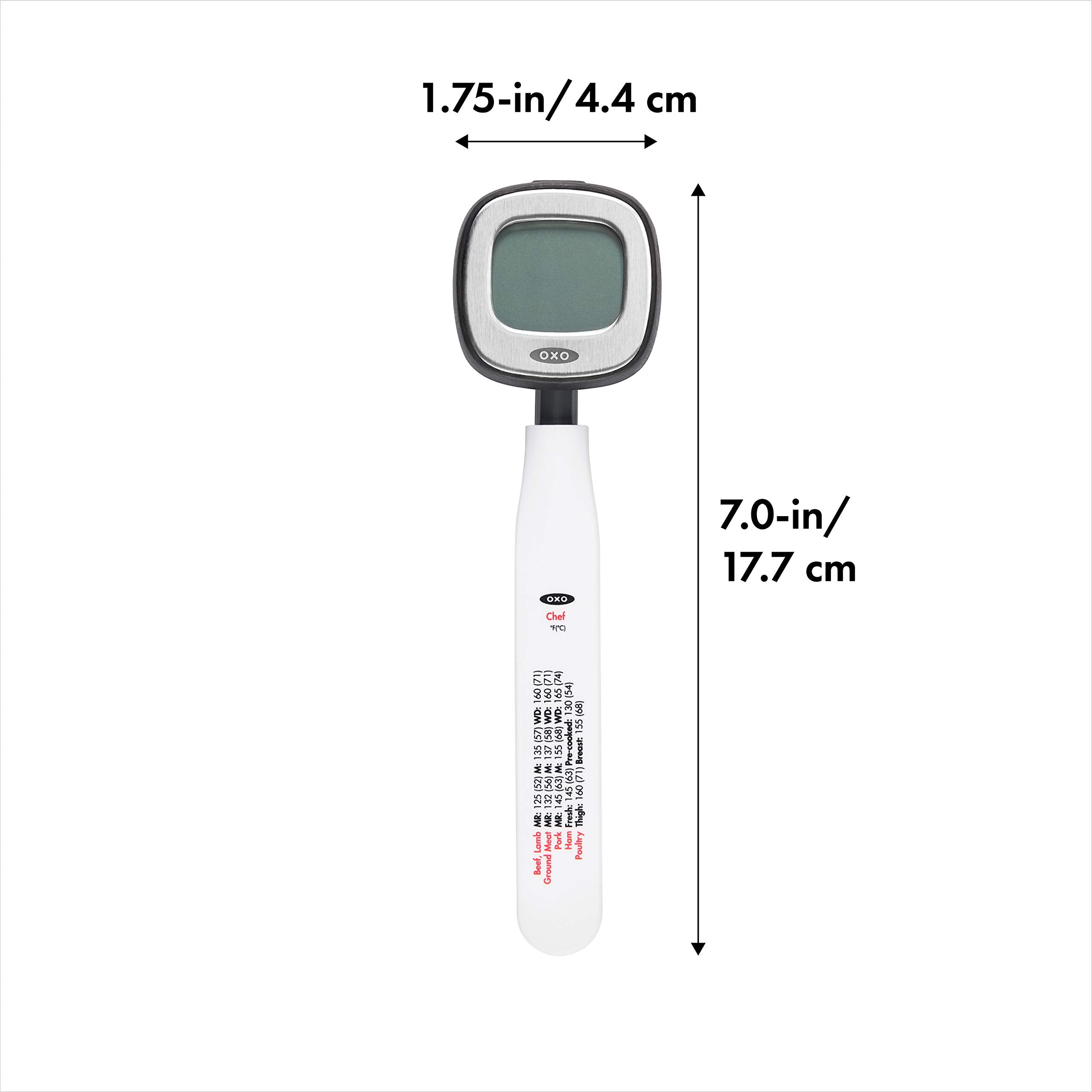 OXO Good Grips pivoting head at an angle for ergonomic viewing and reduced wrist strain