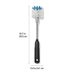 OXO dual bristles detail shows soft sides and stiff top for gentle scrub and tough cleaning