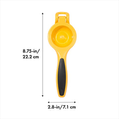 OXO Good Grips citrus squeezer pressing lemon over bowl for quick fresh juice benefit