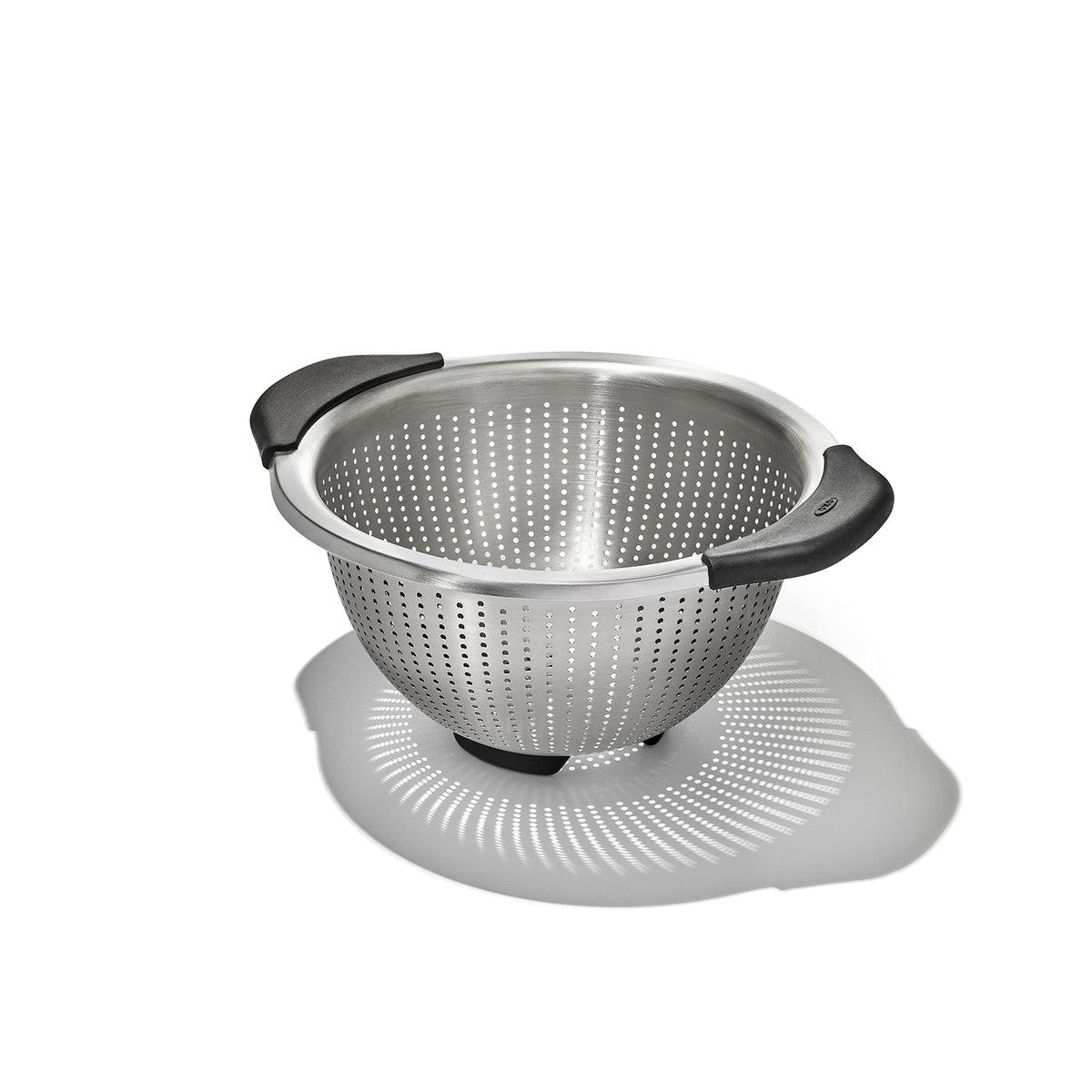 OXO Good Grips colander front view showing shape and capacity, easy draining benefit