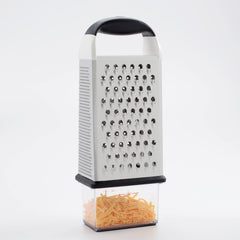 OXO Good Grips container attached to base showing measurements for tidy storage